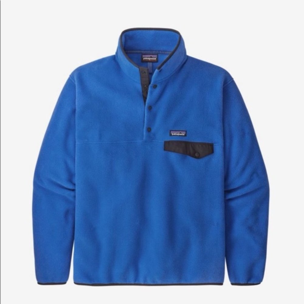 Patagonia Synchilla Snap-T Fleece Pullover Large Blue Bayou w/ Navy Trim